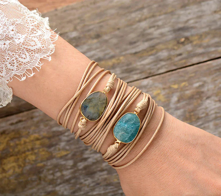 High End Wrap Bracelet Natural Stones Amazonite Boho Long Friendship Bracelet Statement Bracelets Women Gifts Dropshipping