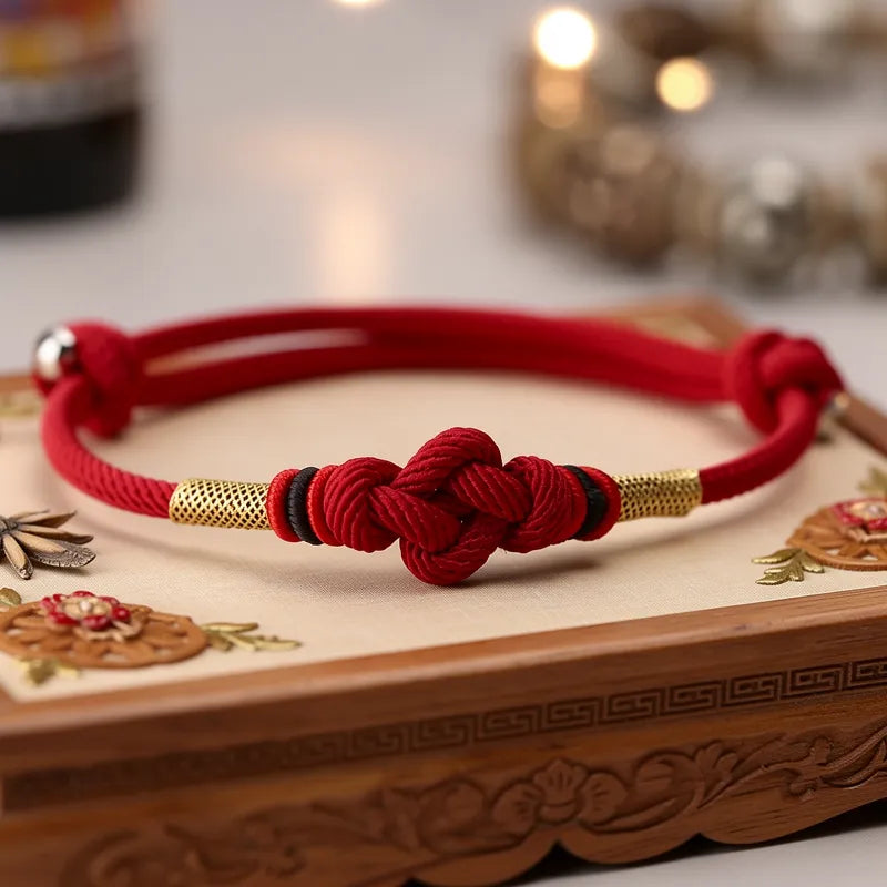 Red String Jade Luck Fortune Knot Braided Couple Bracelet