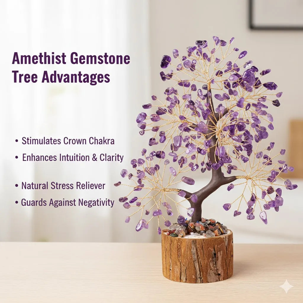 Sacred Lotus - Amethyst Crystal Tree for Emotional Healing & Inner Peace
