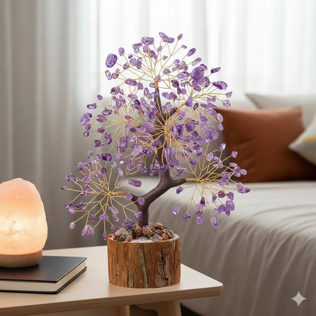Sacred Lotus - Amethyst Crystal Tree for Emotional Healing & Inner Peace