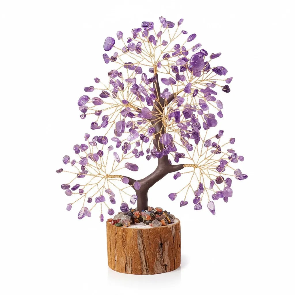 Sacred Lotus - Amethyst Crystal Tree for Emotional Healing & Inner Peace