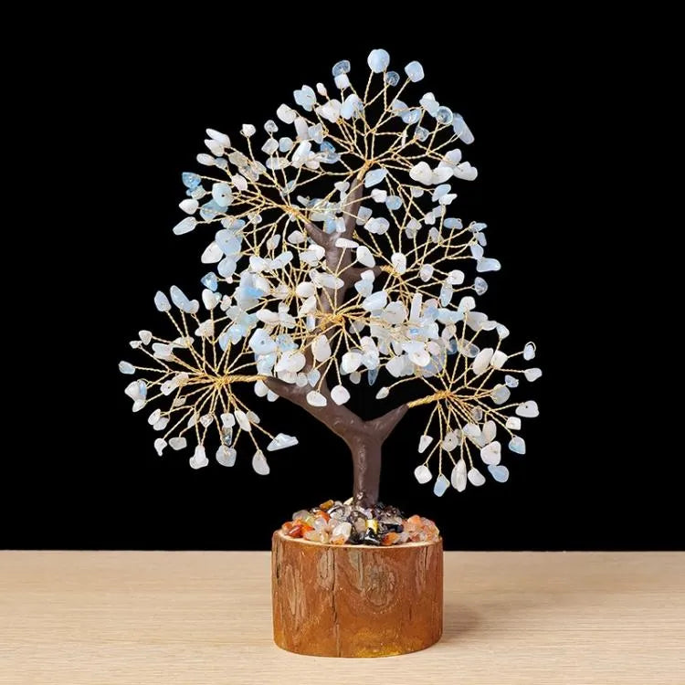 Sacred Lotus - Aquamarine Crystal Tree for Serenity & Fluid Expression