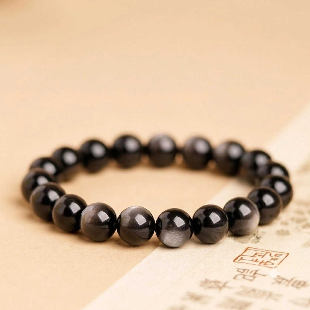 Silver Sheen Obsidian Protection & Intuition Bracelet