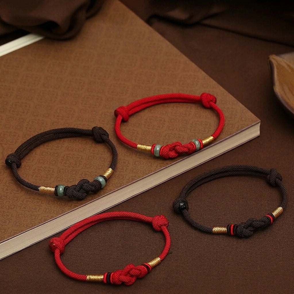 Red String Jade Luck Fortune Knot Braided Couple Bracelet