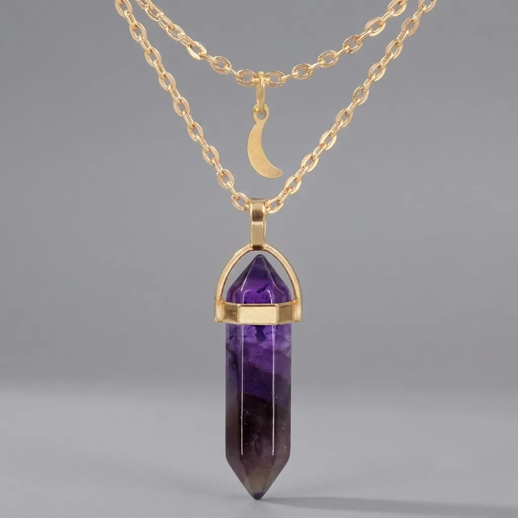 Genuine Crystal Pillar Pendant - Modern Chakra Healing Jewelry