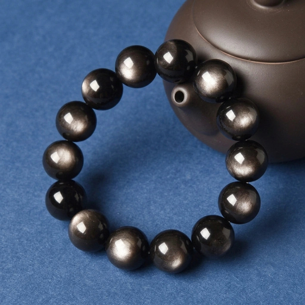 Silver Sheen Obsidian Protection & Intuition Bracelet