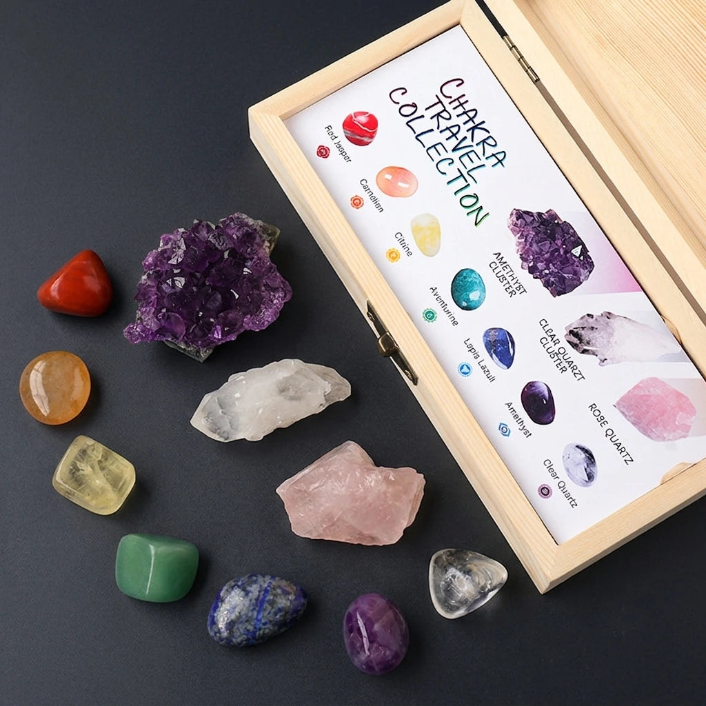 Premium Raw Crystal Gift Box - Unpolished Energy Ores for Meditation & Space Cleansing