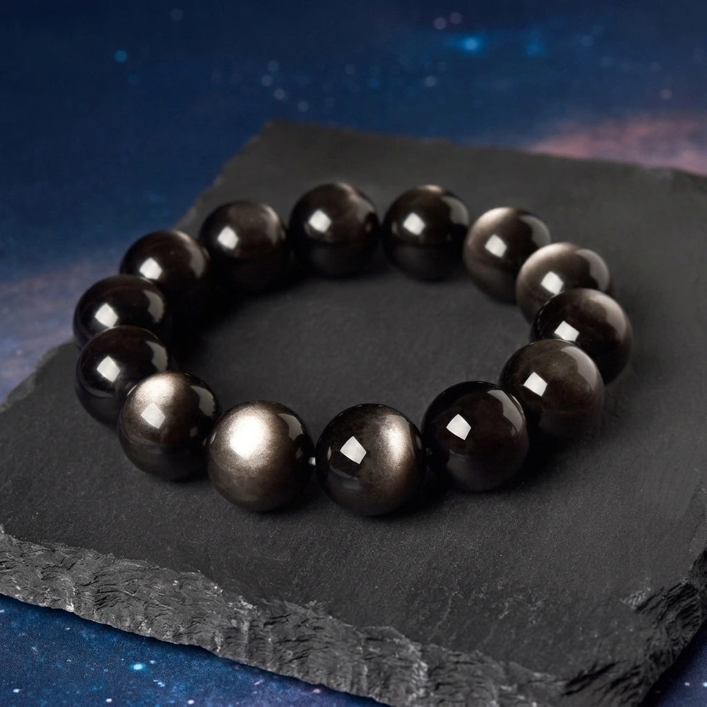 Silver Sheen Obsidian Protection & Intuition Bracelet