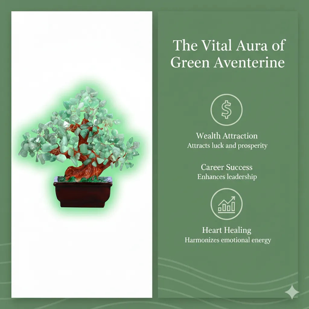Sacred Lotus - Aura Green Aventurine Crystal Tree for Prosperity & Good Fortune