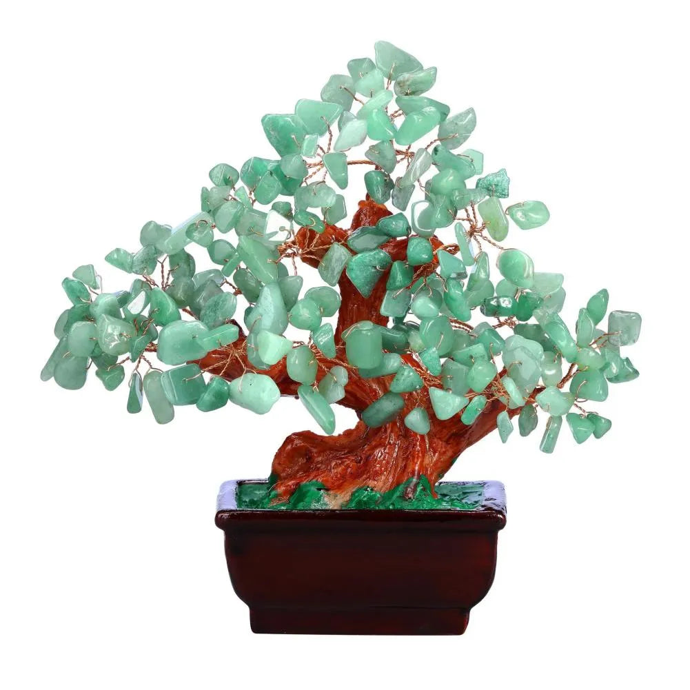 Sacred Lotus - Aura Green Aventurine Crystal Tree for Prosperity & Good Fortune