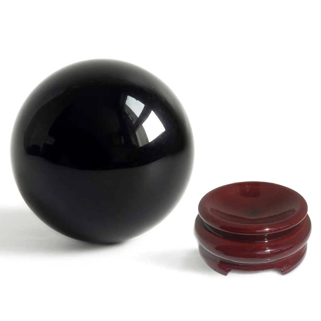 Sacred Lotus - Obsidian Crystal Sphere for Protection & Emotional Healing