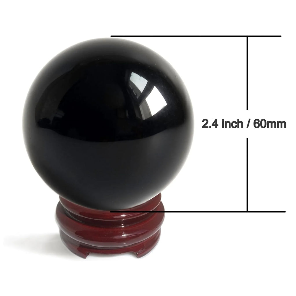 Sacred Lotus - Obsidian Crystal Sphere for Protection & Emotional Healing