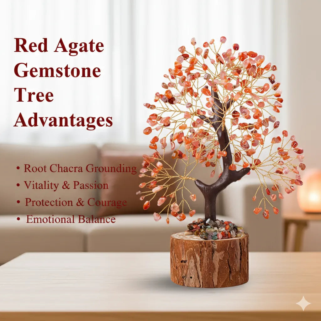 Sacred Lotus - Vitality Carnelian Crystal Tree for Grounding & Protection