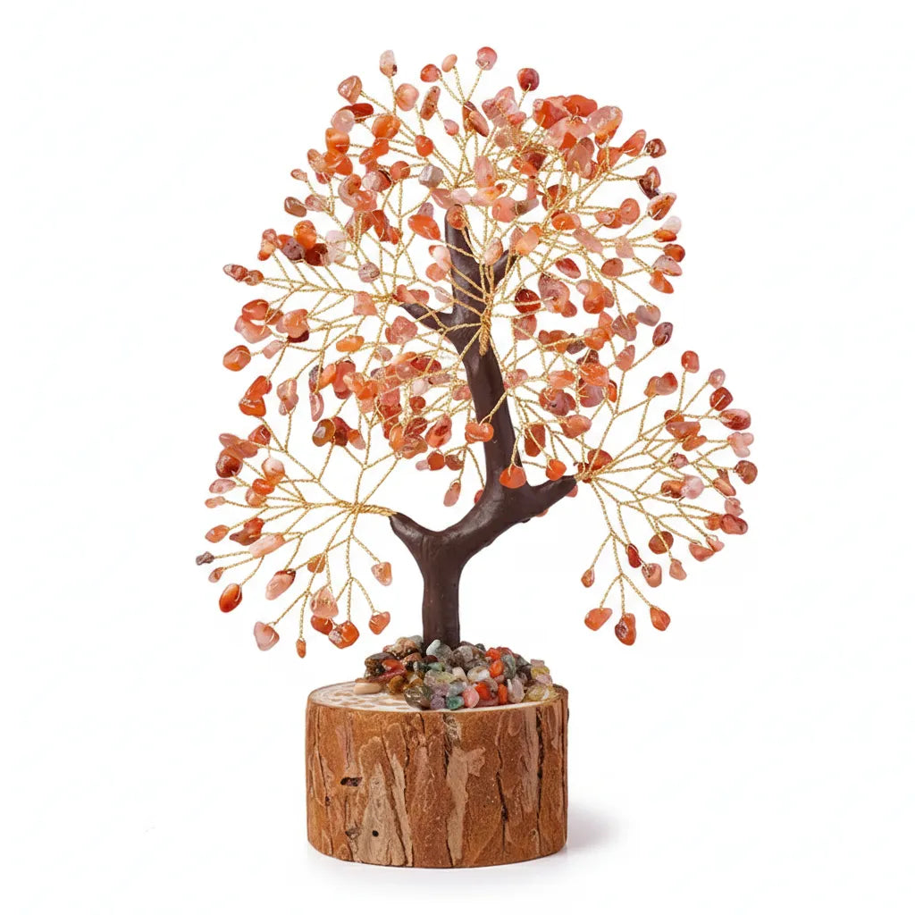Sacred Lotus - Vitality Carnelian Crystal Tree for Grounding & Protection