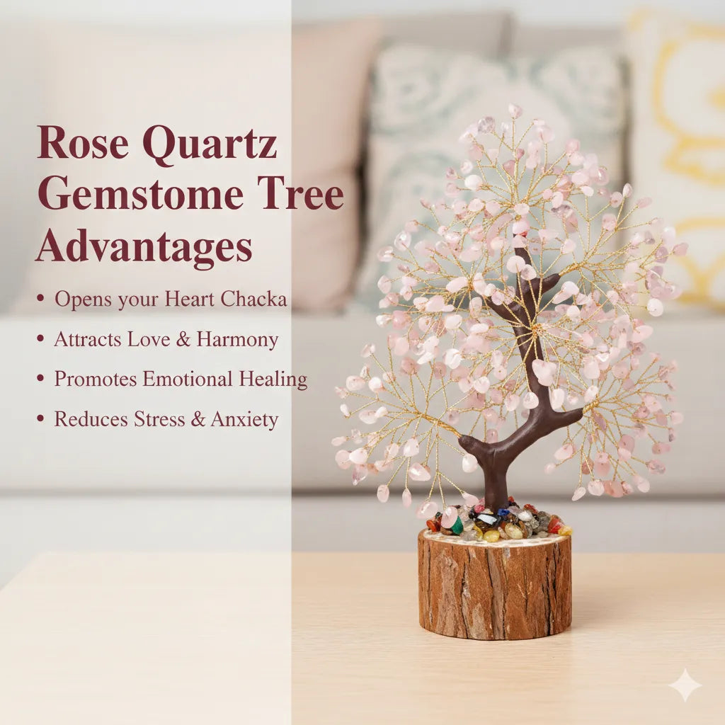 Sacred Lotus - Rose Quartz Crystal Tree for Love & Healing