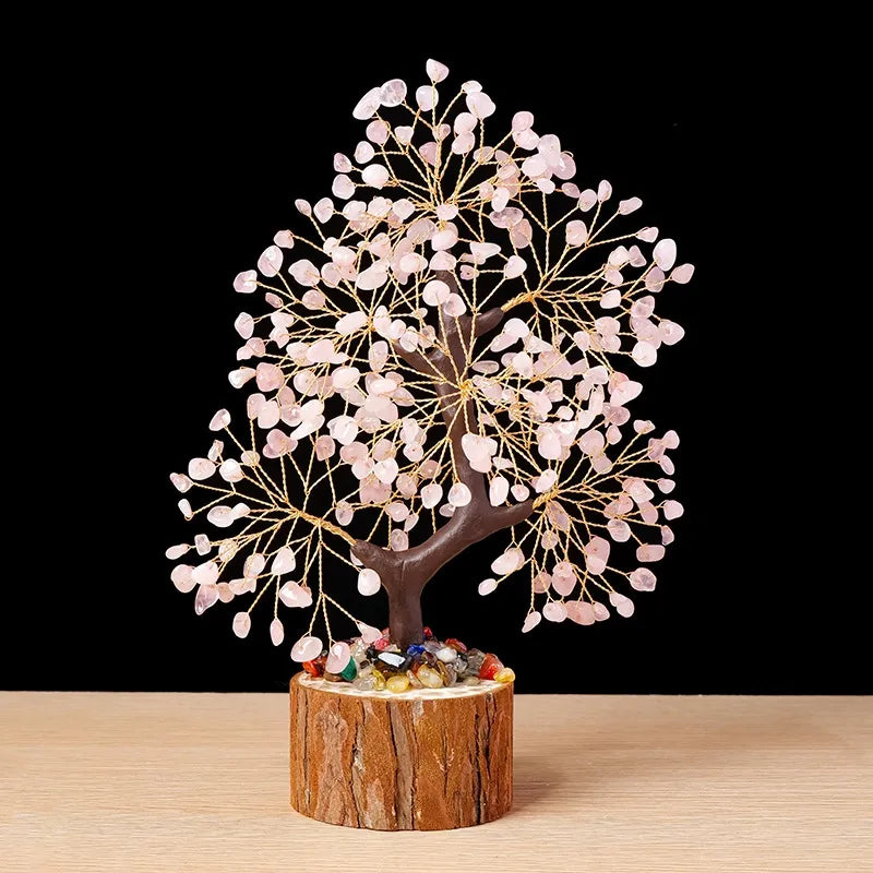 Sacred Lotus - Rose Quartz Crystal Tree for Love & Healing