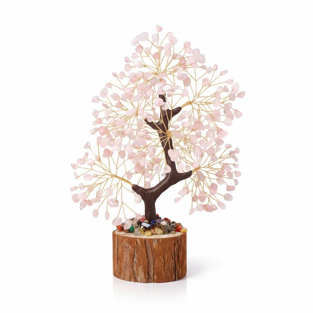 Sacred Lotus - Rose Quartz Crystal Tree for Love & Healing