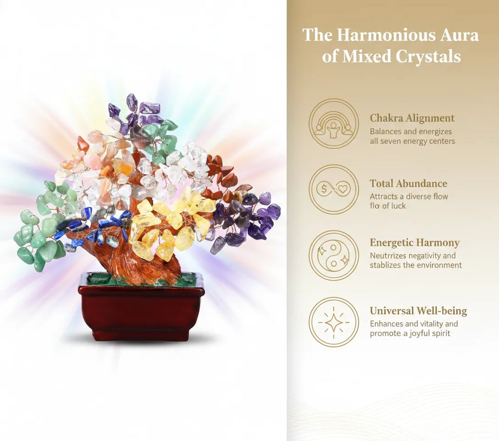 Sacred Lotus - Aura Seven Chakra Crystal Tree for Harmony & Balance