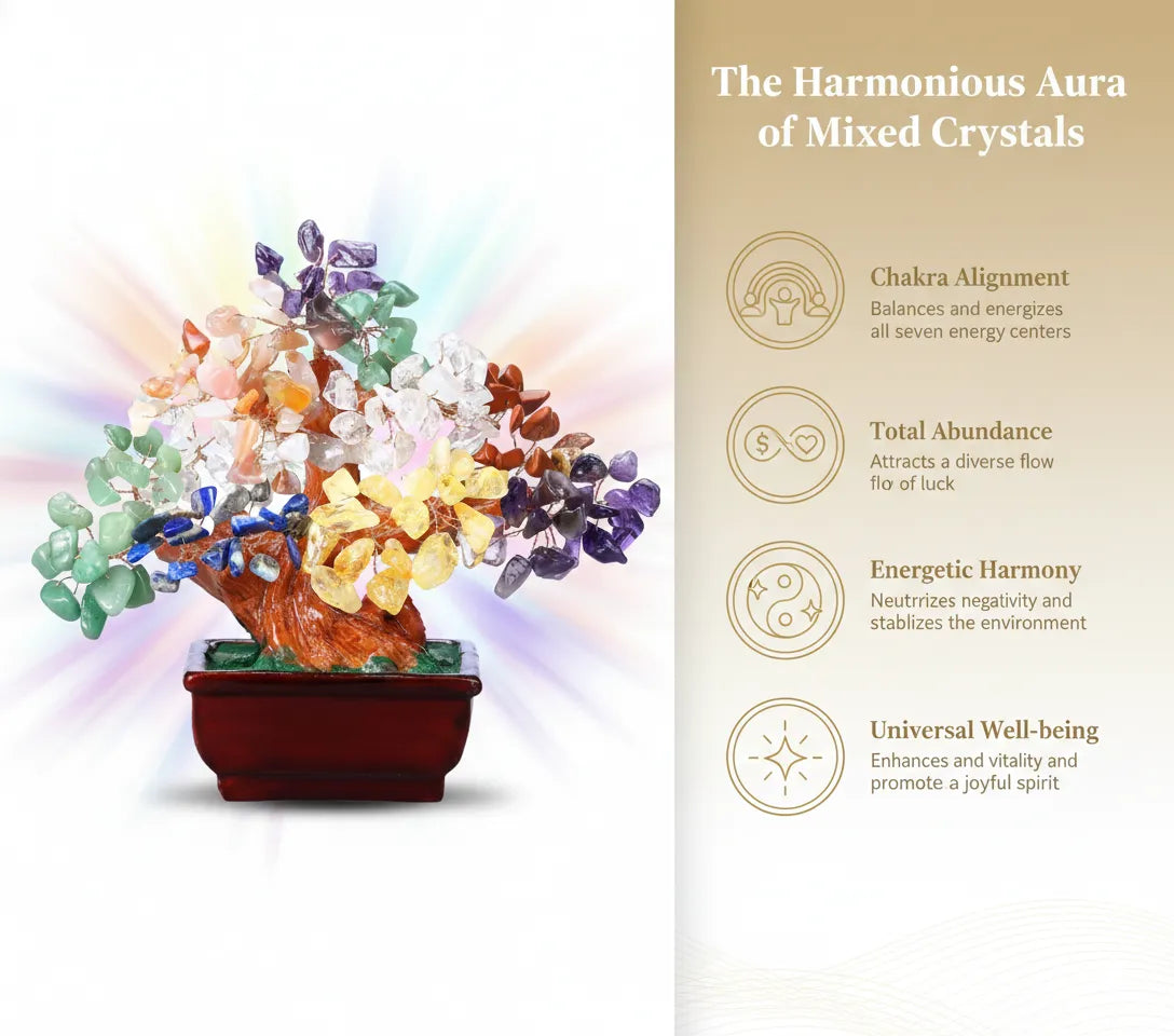 Sacred Lotus - Aura Seven Chakra Crystal Tree for Harmony & Balance