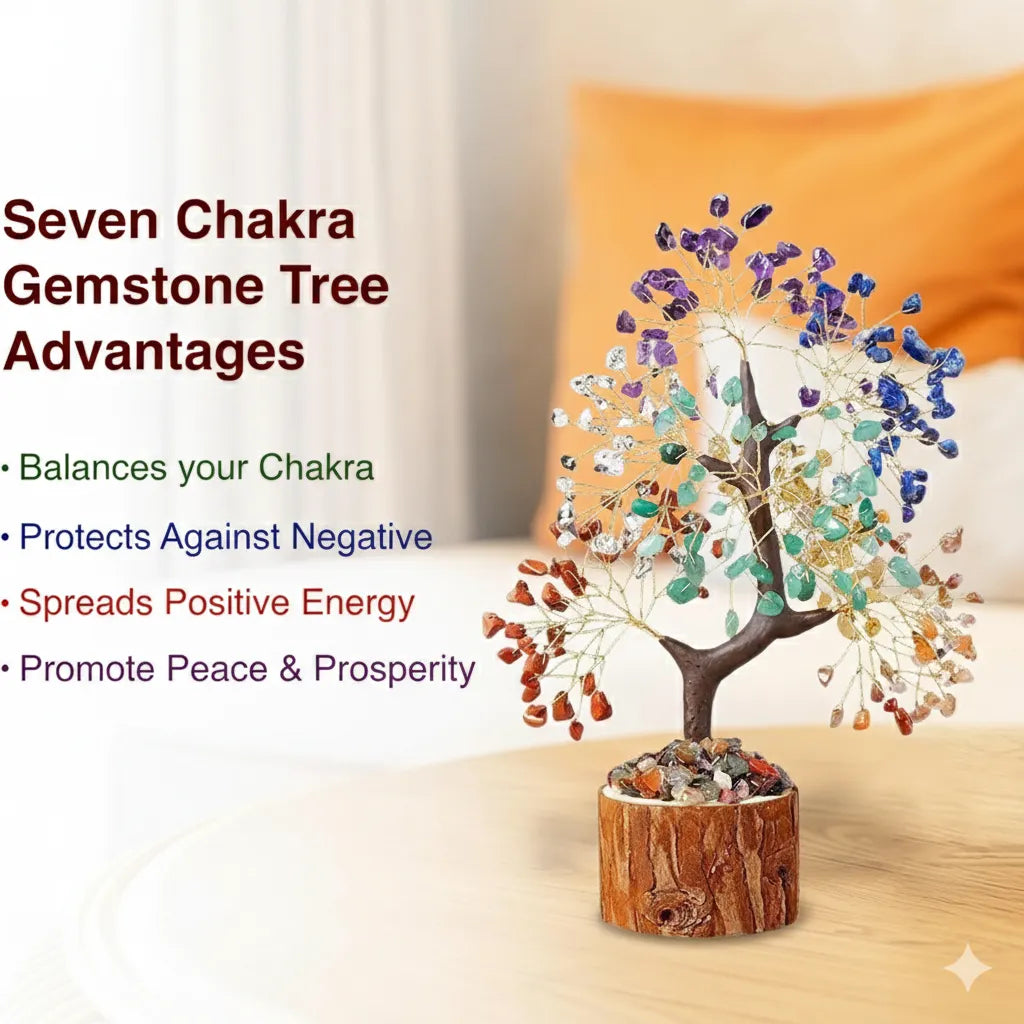 Sacred Lotus - Seven Chakra Crystal Tree for Healing & Prosperity