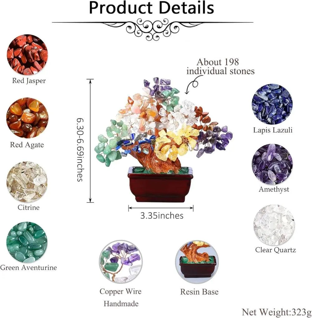 Sacred Lotus - Aura Seven Chakra Crystal Tree for Harmony & Balance