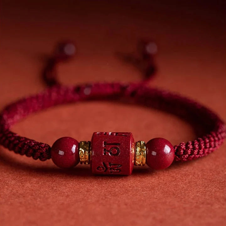 Tibet Cinnabar Blessing Braided Bracelet