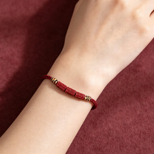 Cinnabar Six-Syllable Mantra Woven Bracelet