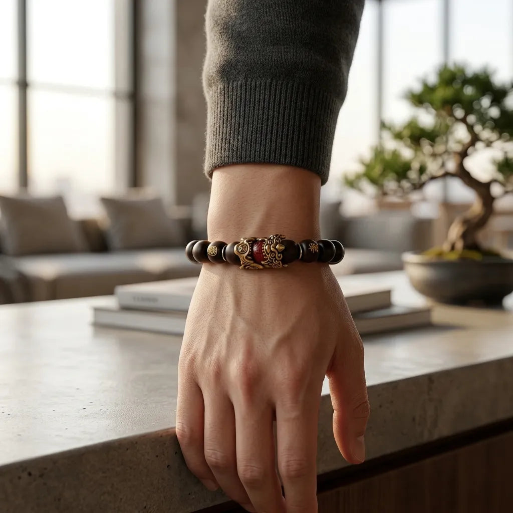 Sacred Thunderbolt Jujube Wood Talisman - Pixiu Fortune Bracelet