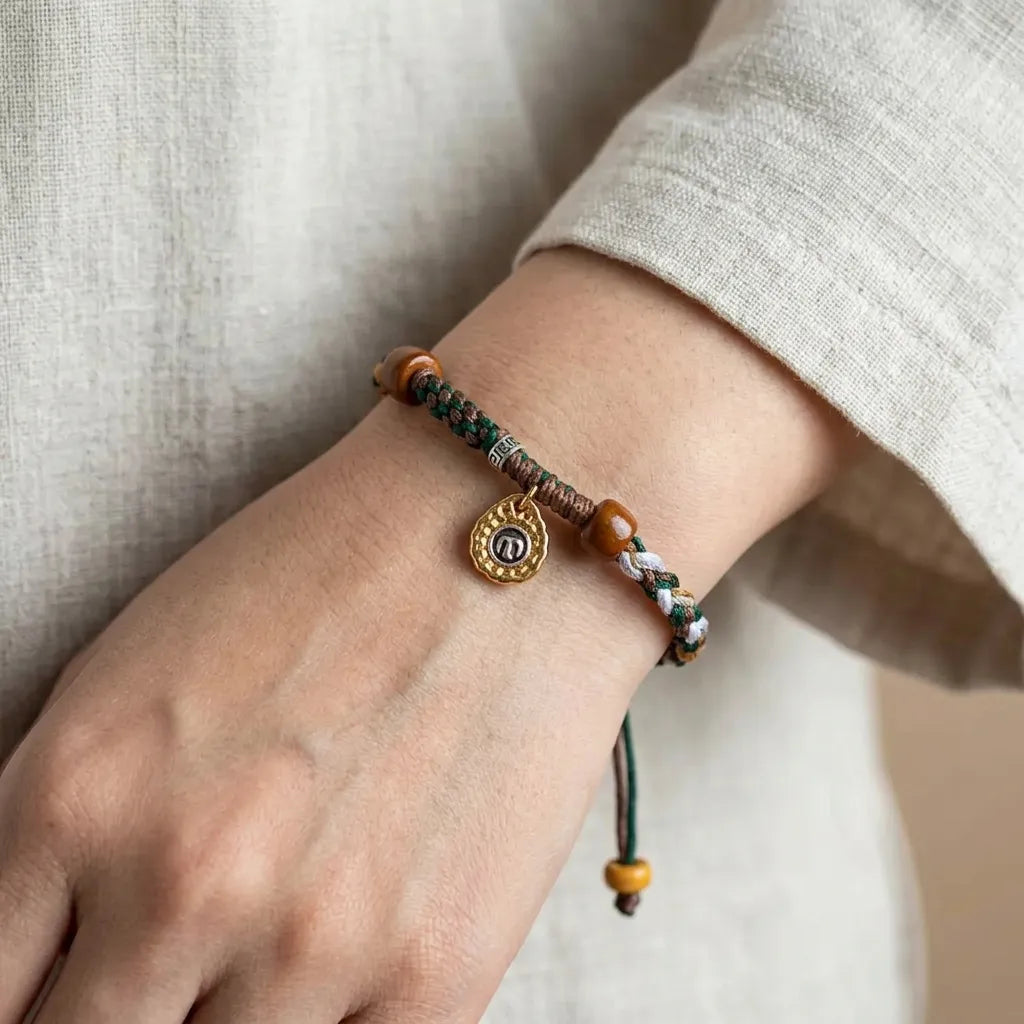 Tibetan Inspired Hand-Knotted Artisan Braided Wristband