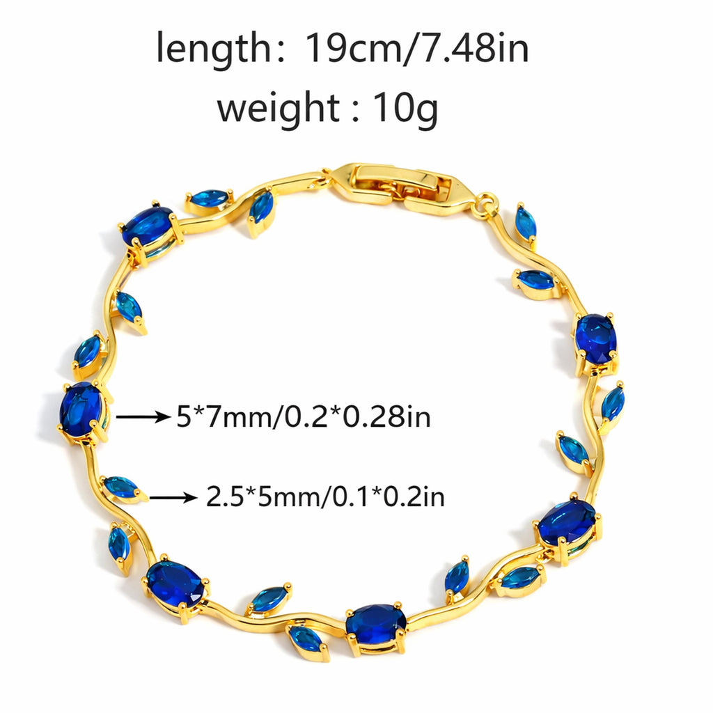 Blue Stone Bracelet Gold Tone Bracelet Dainty Blue Crystal Bracelet Elegant Vine Bracelet Adjustable Jewelry Gift for Her Birthday Jewelry