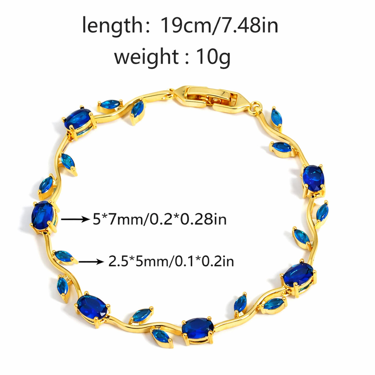 Blue Stone Bracelet Gold Tone Bracelet Dainty Blue Crystal Bracelet Elegant Vine Bracelet Adjustable Jewelry Gift for Her Birthday Jewelry