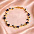 Blue Stone Bracelet Gold Tone Bracelet Dainty Blue Crystal Bracelet Elegant Vine Bracelet Adjustable Jewelry Gift for Her Birthday Jewelry