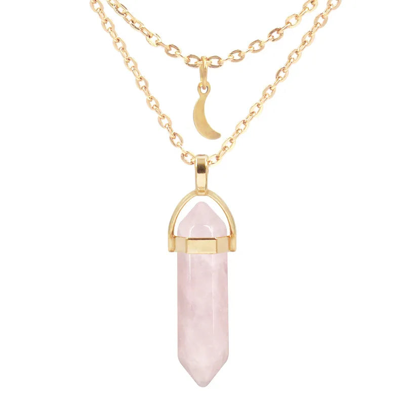 Genuine Crystal Pillar Pendant - Modern Chakra Healing Jewelry