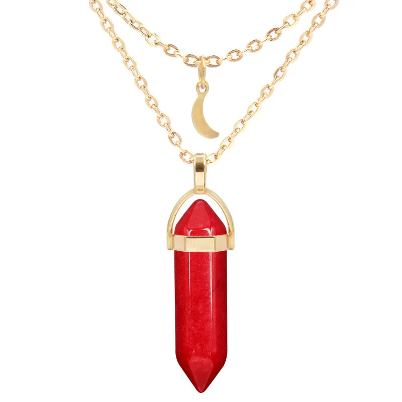 Genuine Crystal Pillar Pendant - Modern Chakra Healing Jewelry
