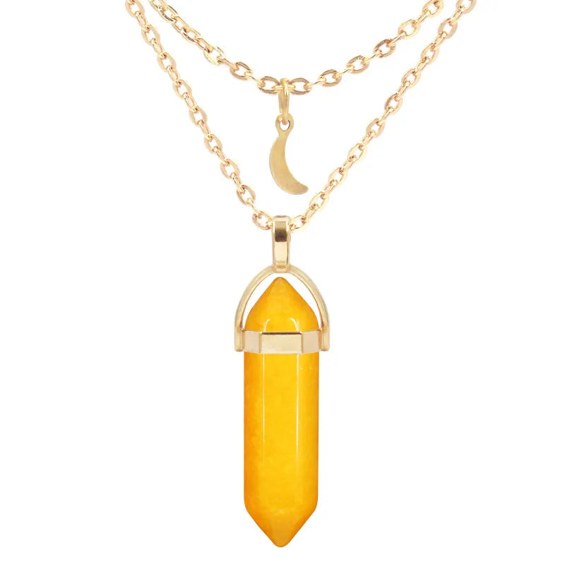 Genuine Crystal Pillar Pendant - Modern Chakra Healing Jewelry