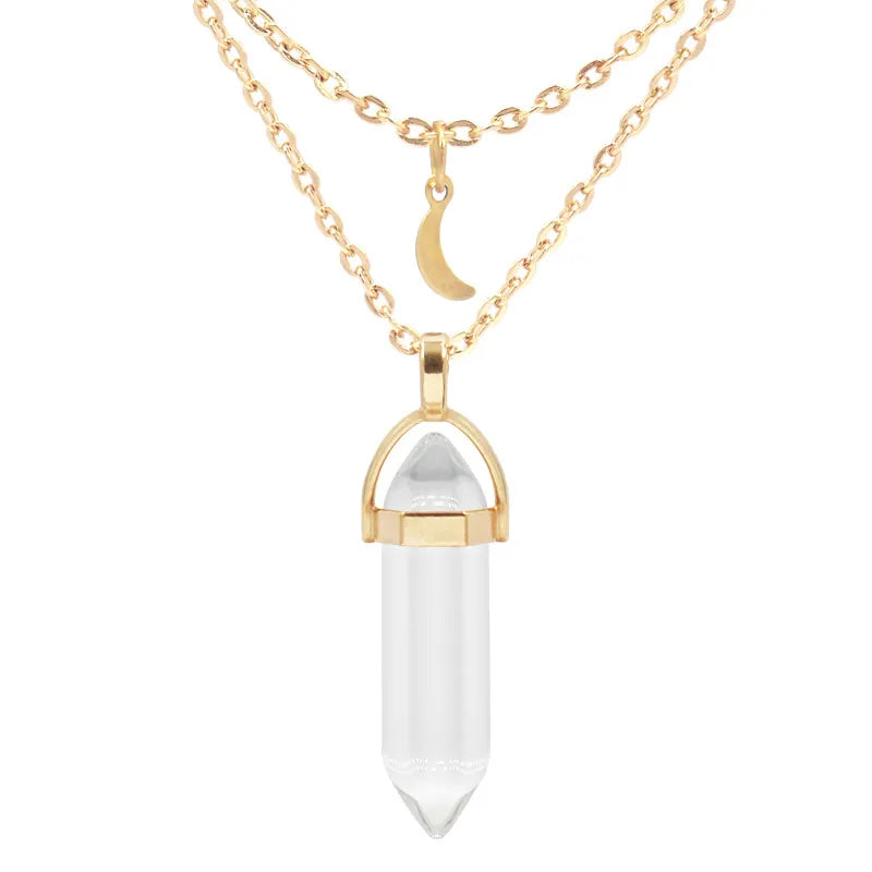 Genuine Crystal Pillar Pendant - Modern Chakra Healing Jewelry