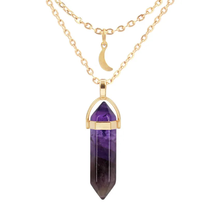 Genuine Crystal Pillar Pendant - Modern Chakra Healing Jewelry