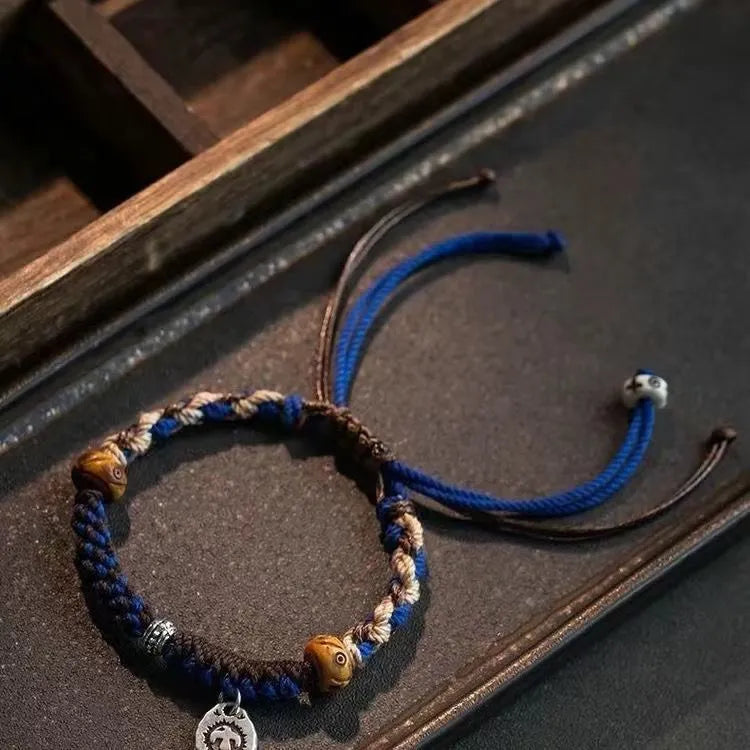 Tibetan Inspired Hand-Knotted Artisan Braided Wristband