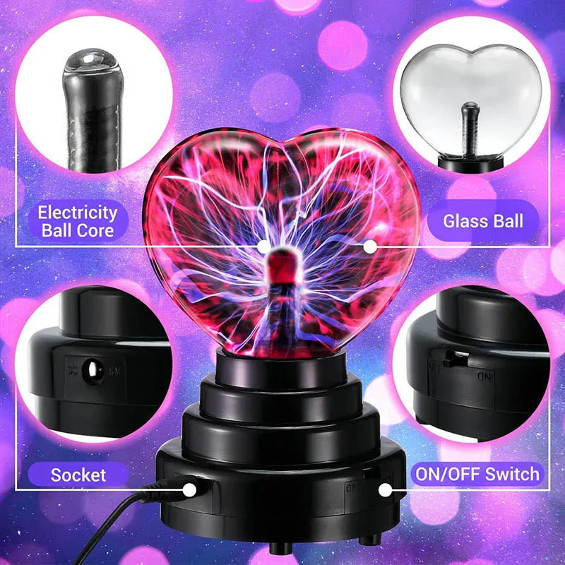 3 Inch Plasma Ball with Heart-shaped Glass