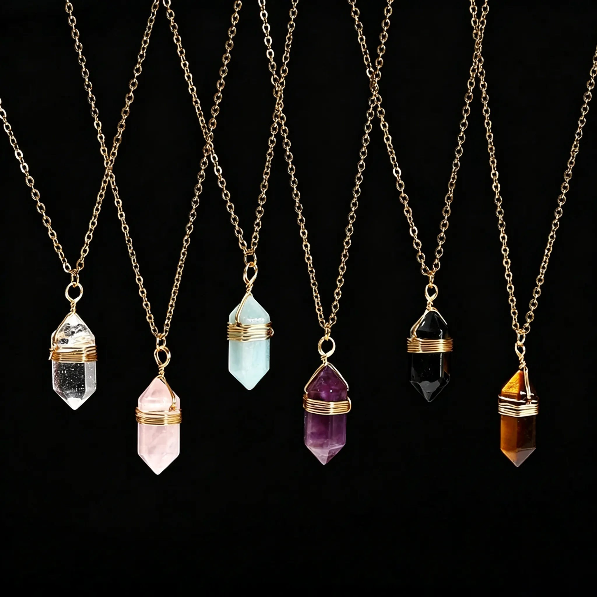Wire-Wrapped Hexagonal Crystal Point Necklace